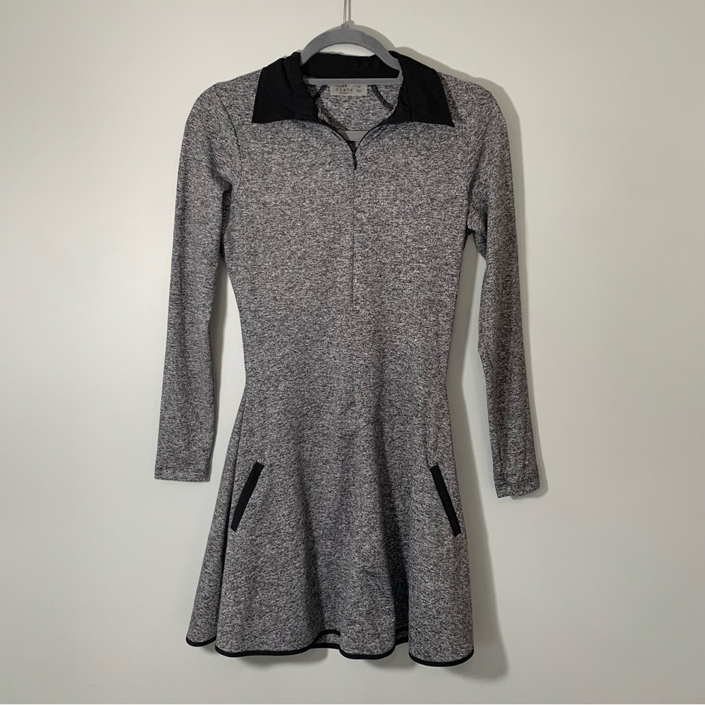 Olaya Sport Revive Women's Grey Heathered Long Sleeve Zipper Collar Dress Tall M